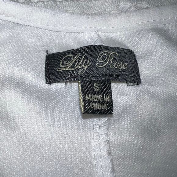 Lily Rose Womens Lace A Line Dress Mini Length V Neck Halter Top White Small - Picture 8 of 10